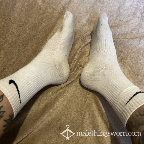 Very Sweaty White Nike Socks 🧦🥵💦