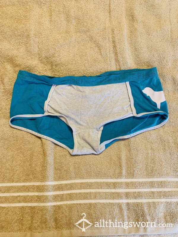 Very Used Teal And Gray Victoria Secret Panty