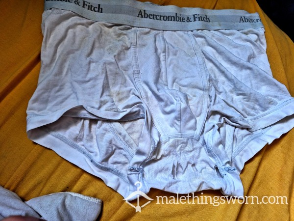 Very Well Worn Abercrombie & Fitch Boxers With Plenty Of Cum!
