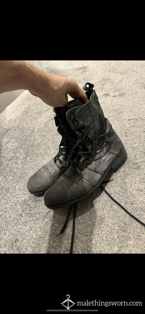 Very Worn Leather Military Boots