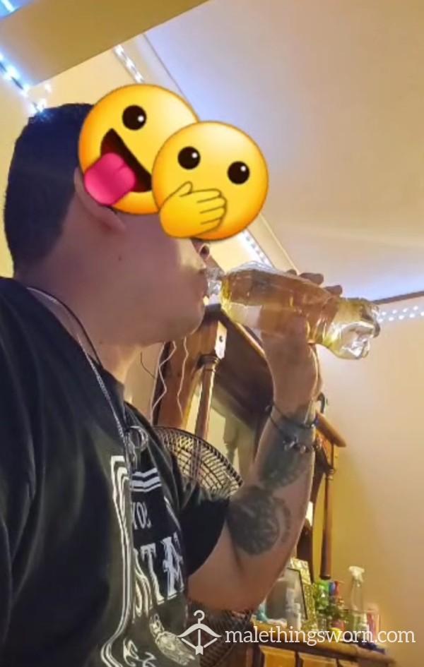 Watch A Nasty Faggot Chug Daddy's Piss Bottle!