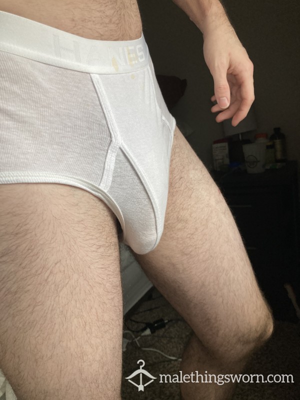 MADE TO ORDER - Week Worn - Sweaty Cotton White Briefs - Customizable - $40 Shipped