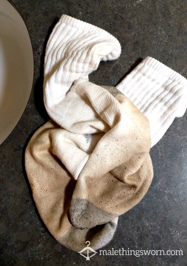 Well-Used White Crew Socks Worn To Order