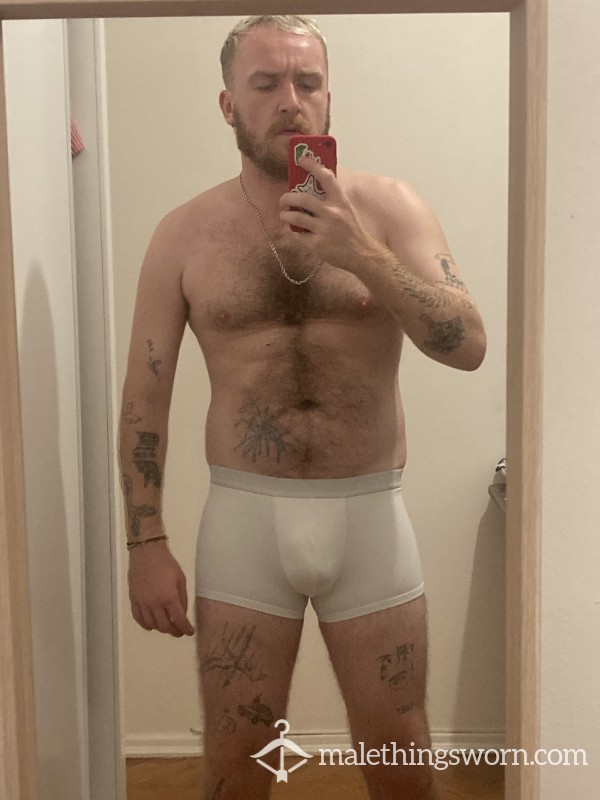 Well-used White Intimmissi Boxer Trunks - You Can Have Them However You Want: Covered In C*m, Pi*s, Sp*t, Sweat, Stink... Whatever ;) photo