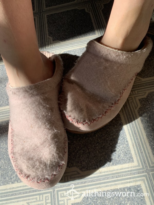 Well-worn Fuzzy House Slippers
