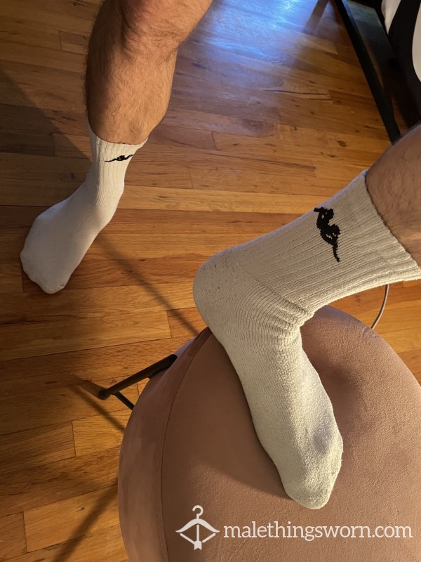 Well-Worn White Kappa Socks - 1 Day Of Wear/gym Session Included