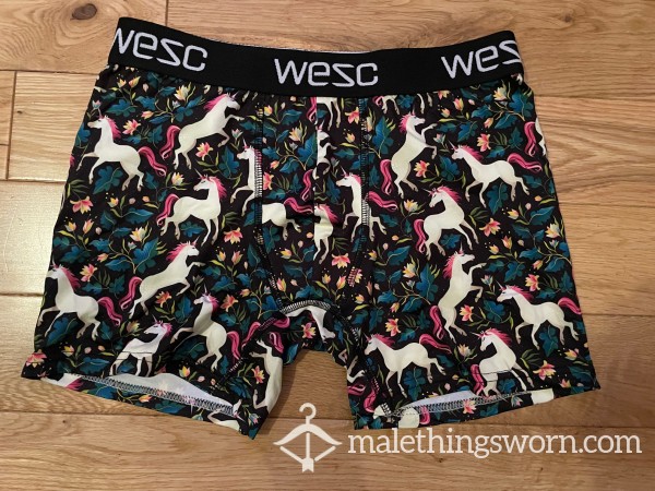 WESC Skater Silky Polyester Microfibre Unicorns Funky Boxer Shorts (S)