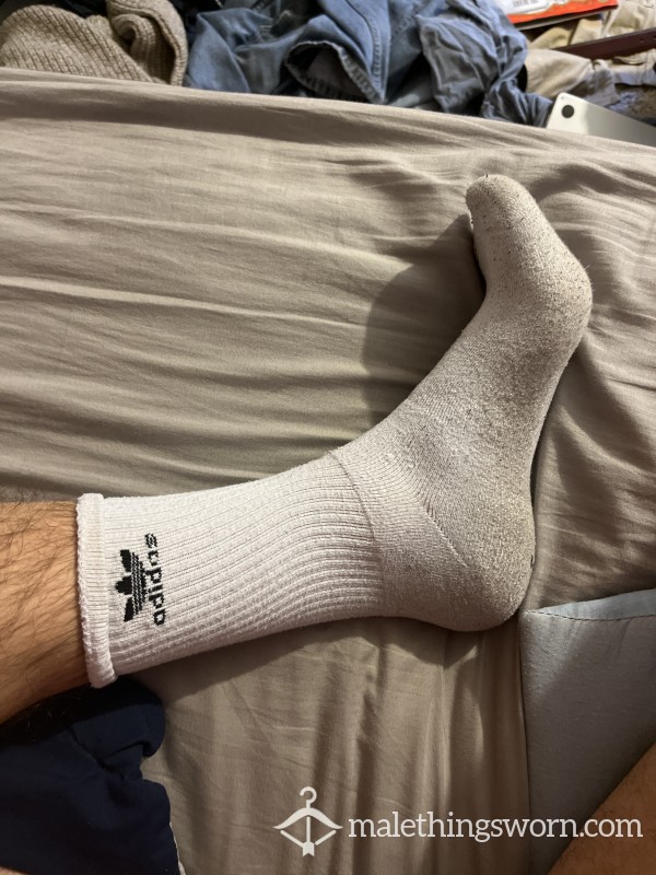 White Adidas Crew Socks, Gym/Cum