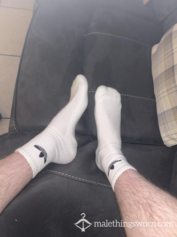 White Adidas Sport Socks, 24 Hours Worn