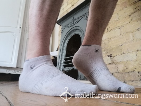 White And Grey Spider Ankle/trainer Socks