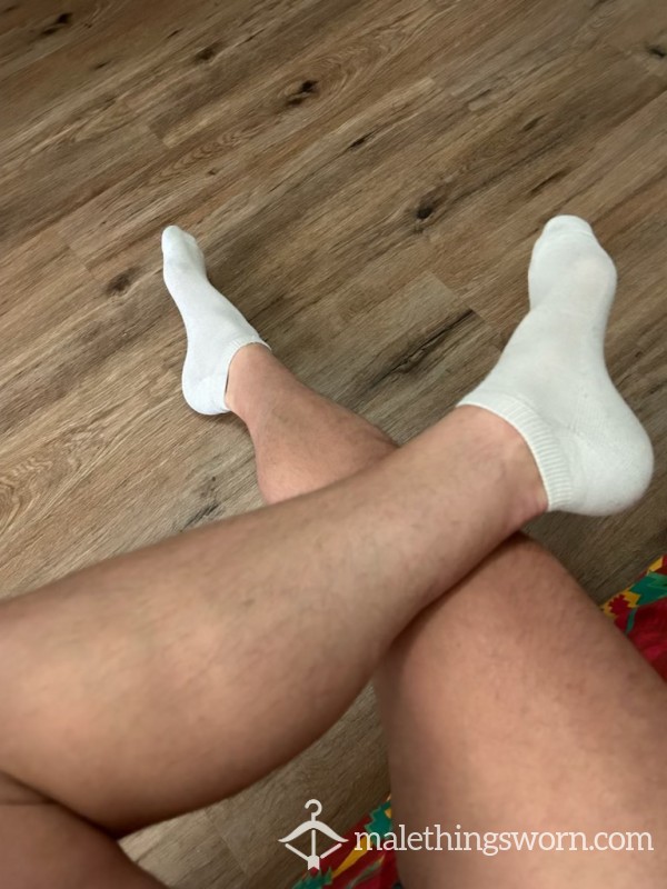 White Ankle Socks. Still Sweaty And Rank After A Hard Gym Session.