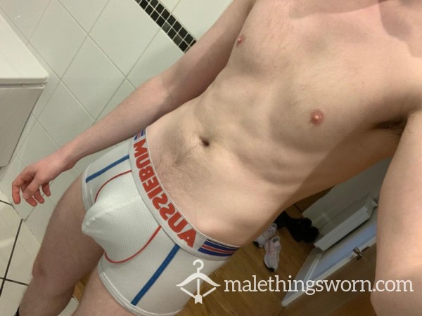 White Aussiebum Boxers, Worn By Twink Couple
