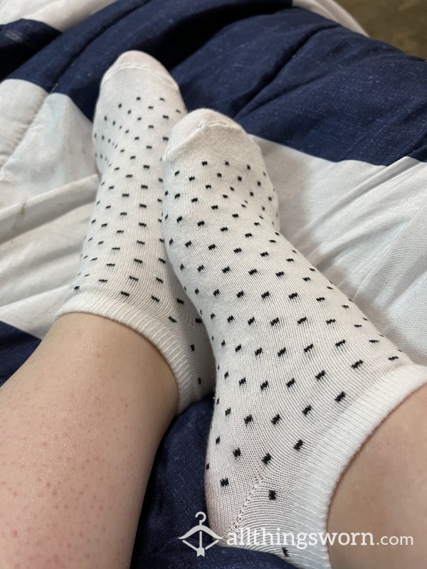 White & Black Dotted Socks