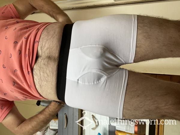 White Boxers With Black Waistband