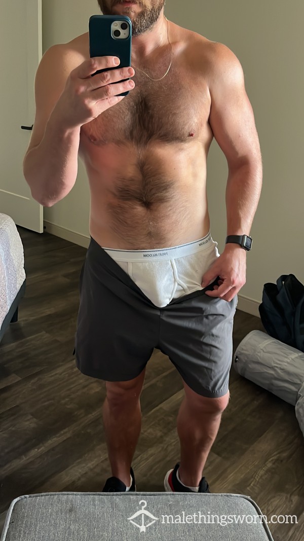 White Briefs I’ve Been Wearing For 3 Days While I Work Out, Sweat, And Shot 4 Loads In. First Post Here Boys.
