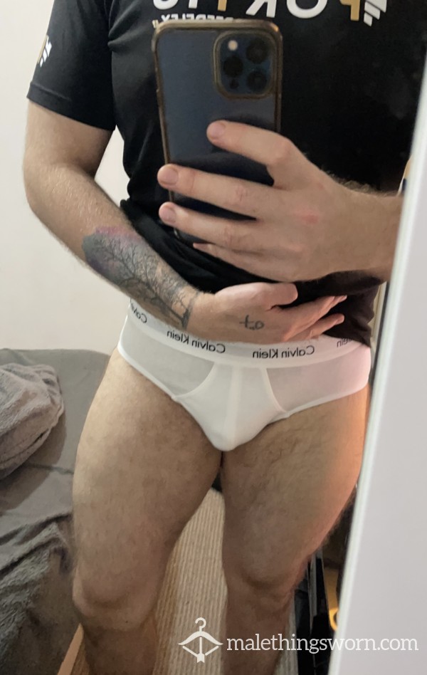 White Calvin’s Briefs Worn To Your Preference 😈
