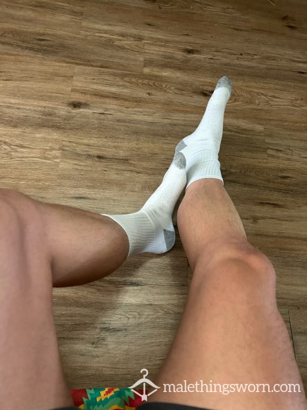 White Crew Socks. Still Sweaty And Rank After A Hard Gym Session.