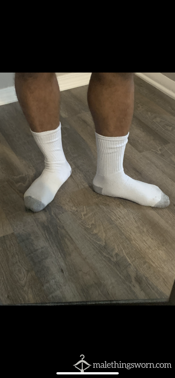 White Crew Socks. Worn For Three Hard Gym Sessions. Extremely Musky And Disgusting.