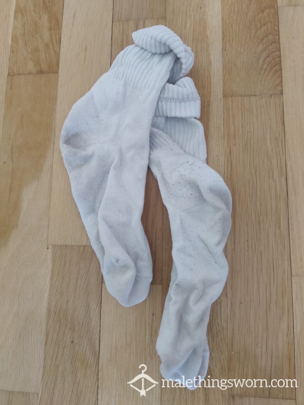 White Dirty Running Socks