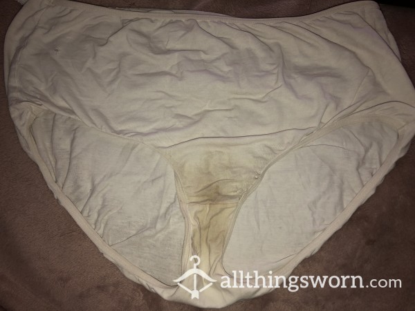 White Extremely Old And Stained Smelly Panties!!