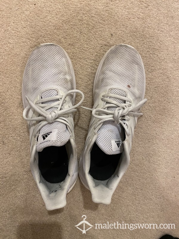 WHITE GYM TRAINERS - Well Worn Size 8