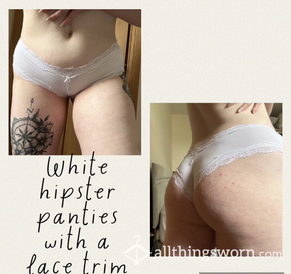 White Hipster Panties With Lace Details