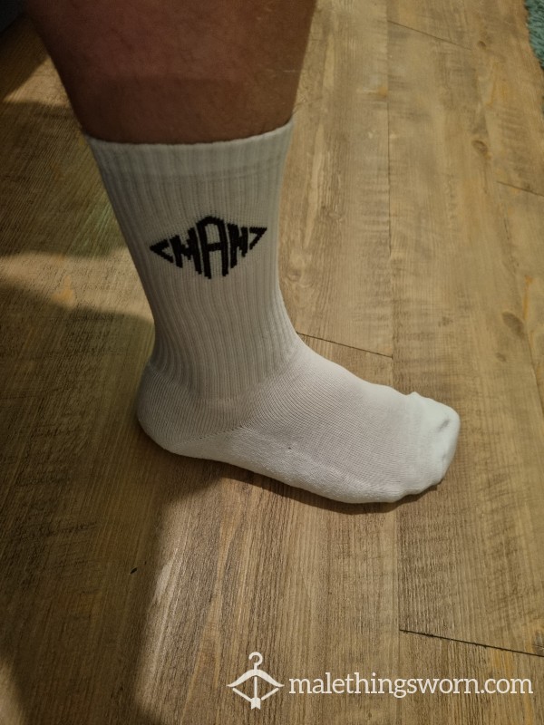 White MAN Triangle Socks