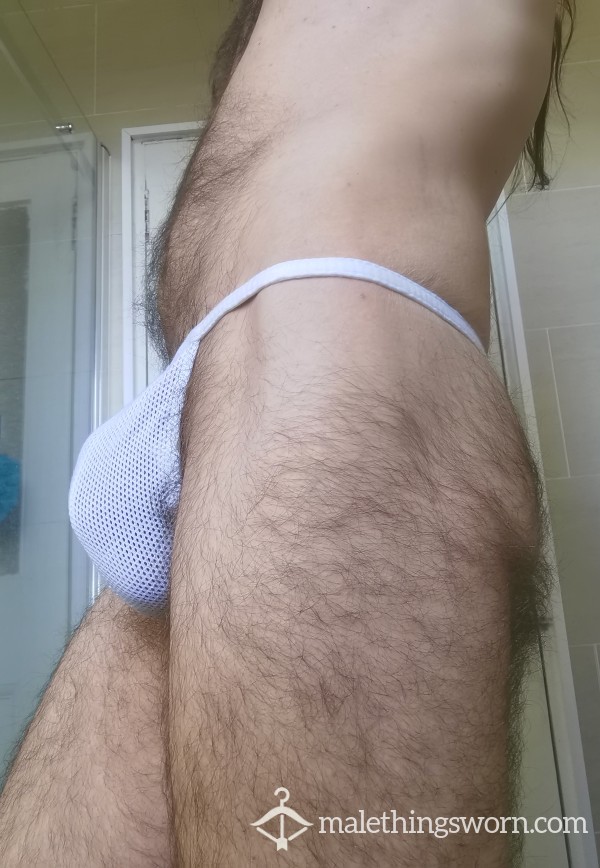 SOLD White Knitted Mesh Thong