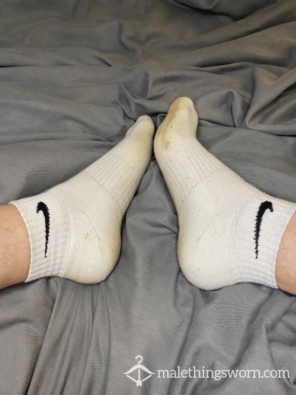 White Nike Running Socks