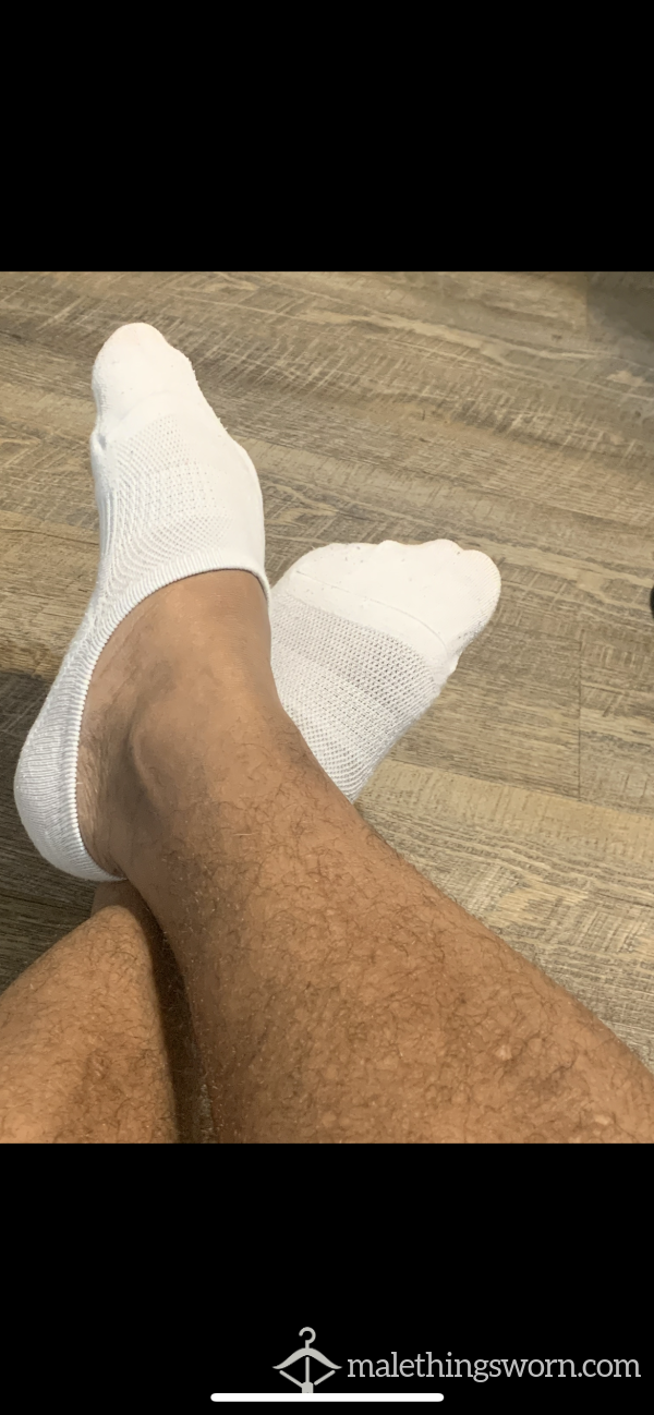White No Show Socks. Worn For Three Hard Gym Sessions. Extremely Stinky And Musky.