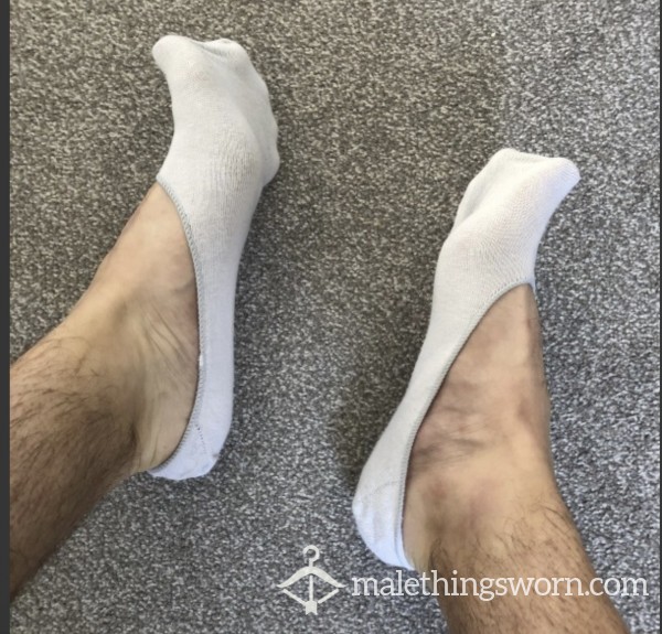 White No Show Sweaty Trainer Socks
