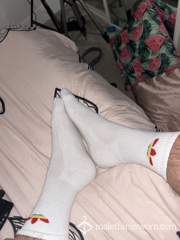 White Rainbow Adidas Socks