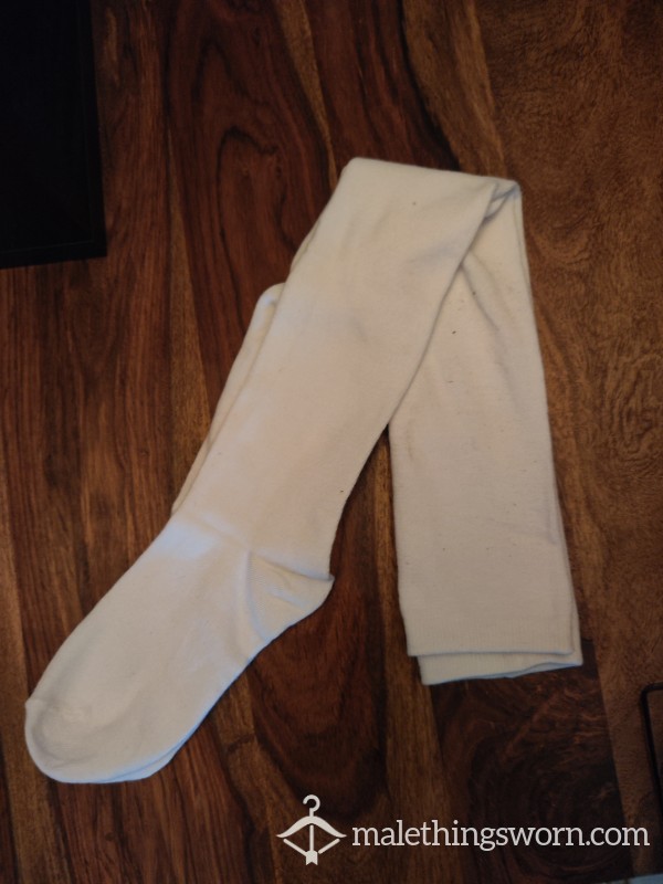 White Seethrough Socks Worn High Knees