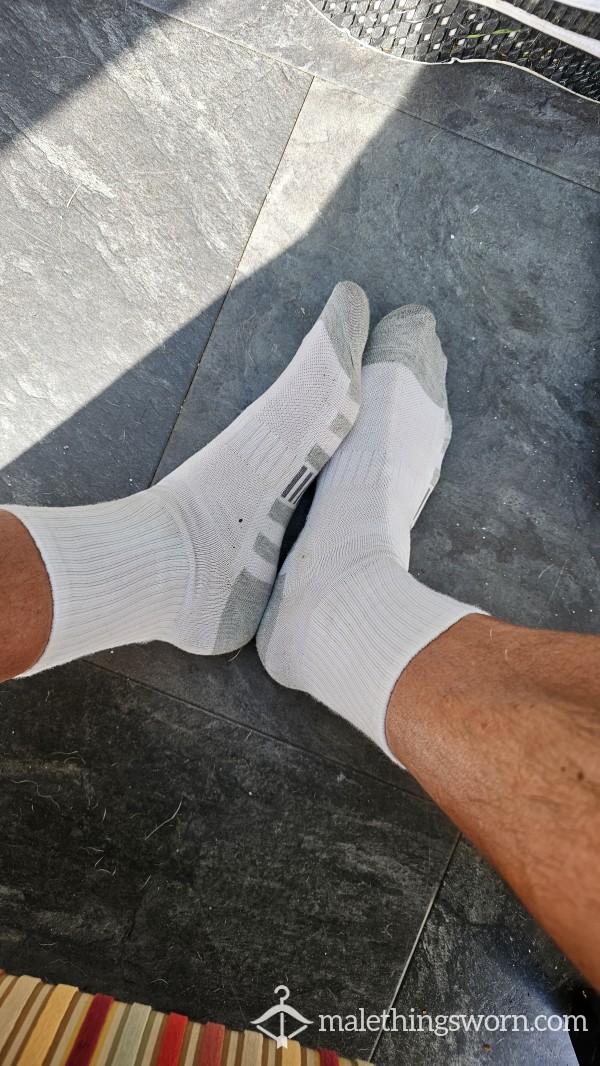 White Socks Worn 1 Week In The Gym.