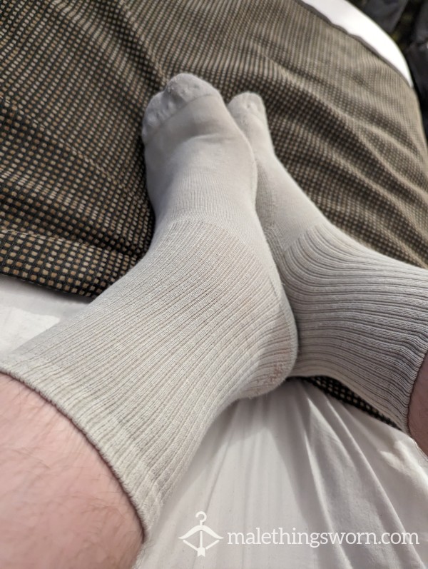 White Sports Sock, Heavily Worn, Heavily Used, Worn During Hot Twink Sex