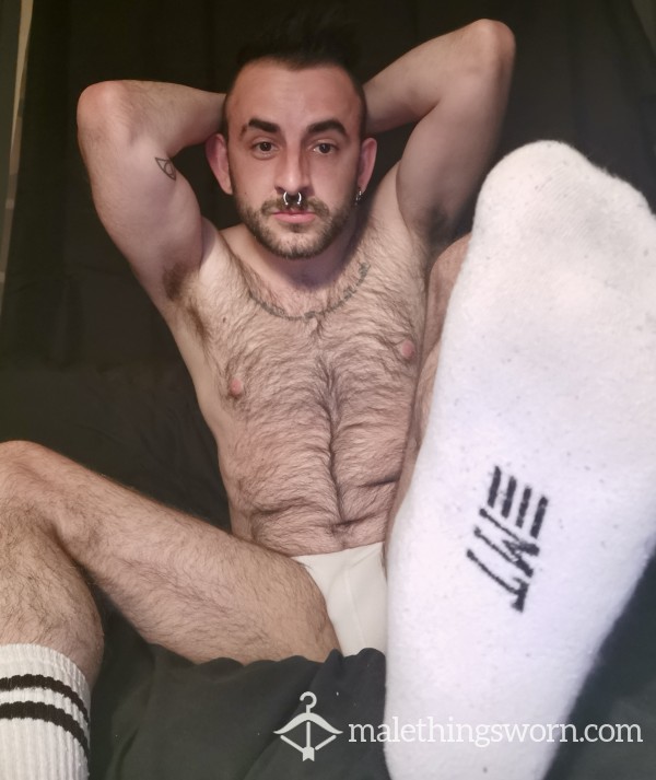 White Sports Socks - Rank And Ripe To Your Request - Cum/piss