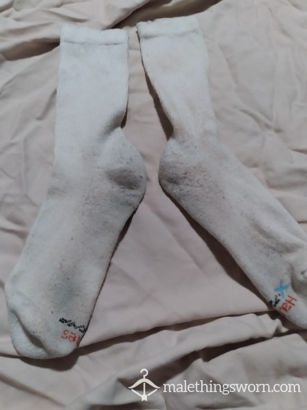 White Stained Long Socks