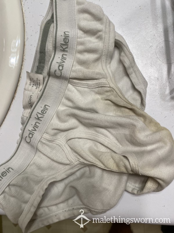White Stained Underware With Cum And Sweat.