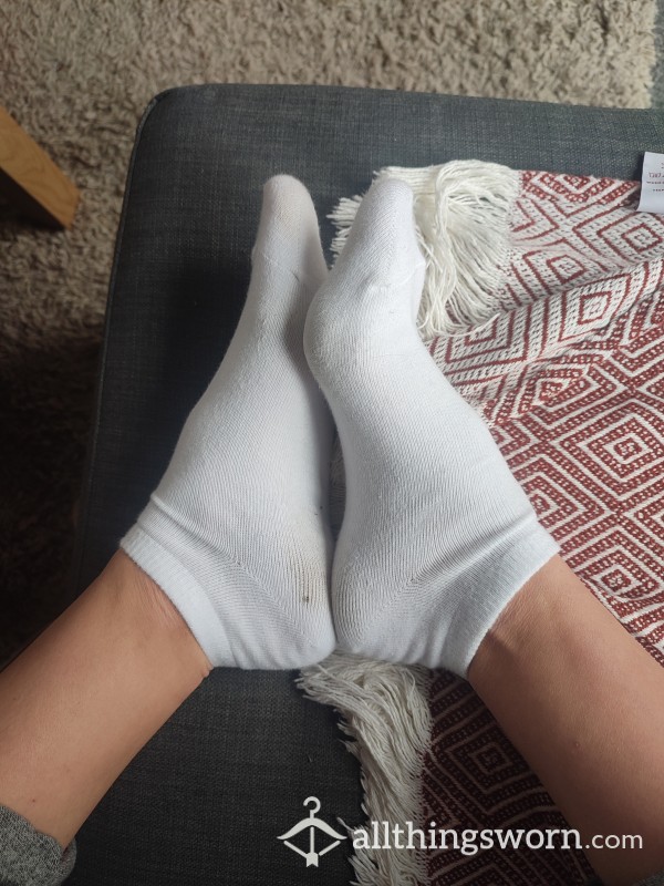 White Sweaty Trainer Socks