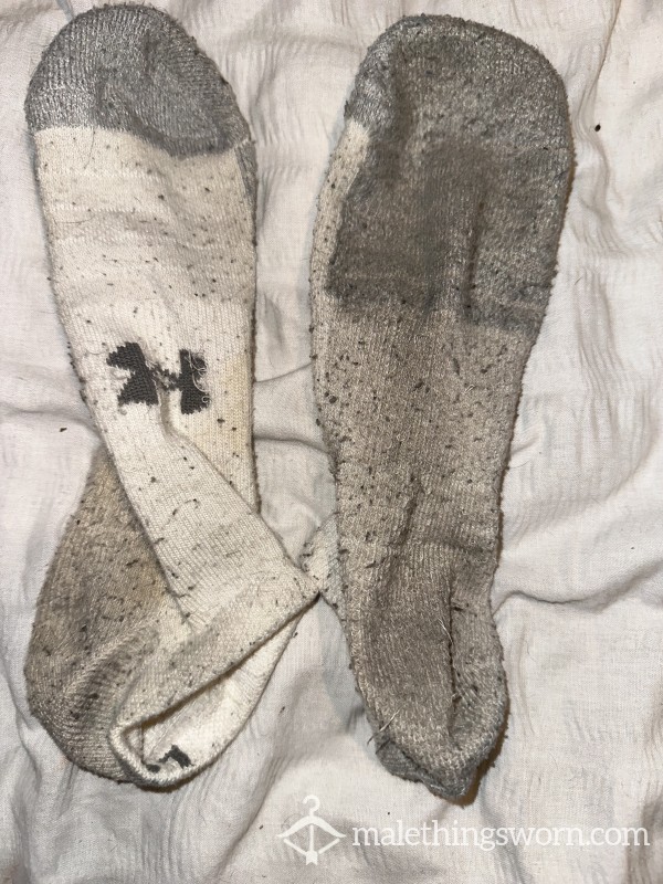 White Under Armour Trainer/Ankle Socks - Well-worn