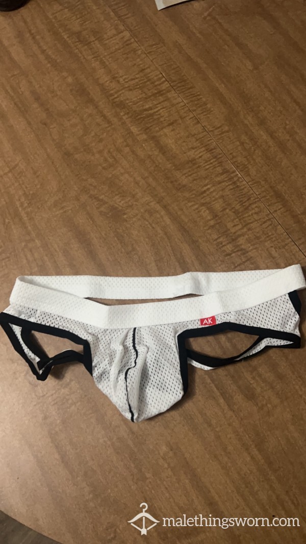 White Used And Abused Musky Jock Strap. Super Rank And Stinky!