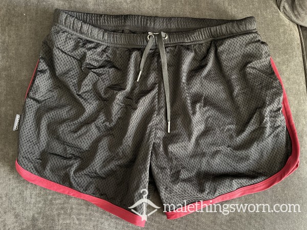 Woof Clothing Co. Black Training Shorts With Red Trim And Pockets, Size L (36-40)