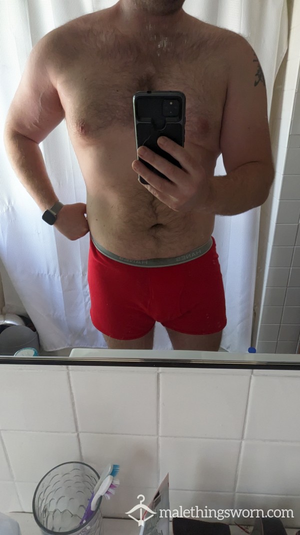 Worked Out In Red Boxer Briefs