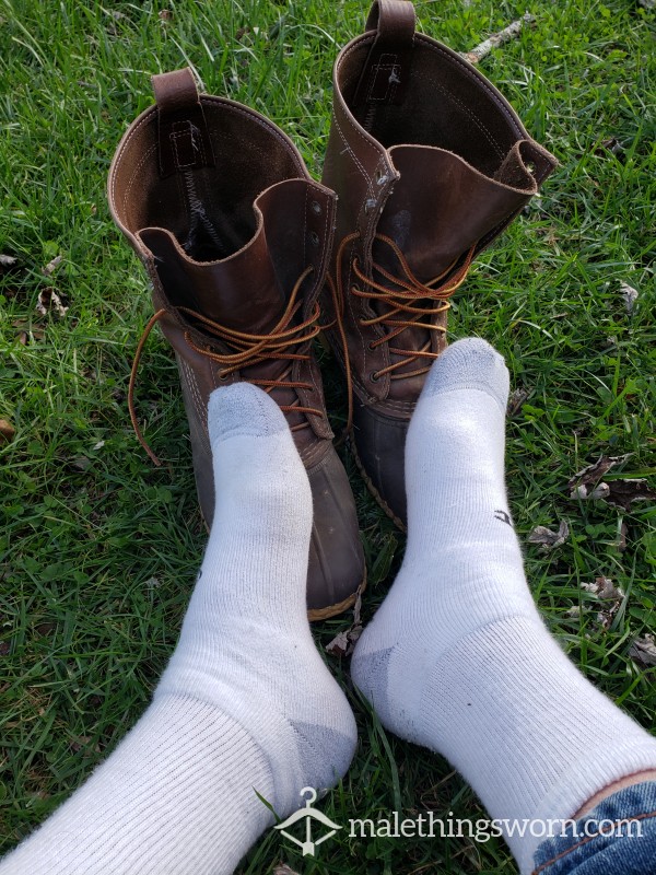 White Working Farming Worn Dirty Sweaty Mens Socks