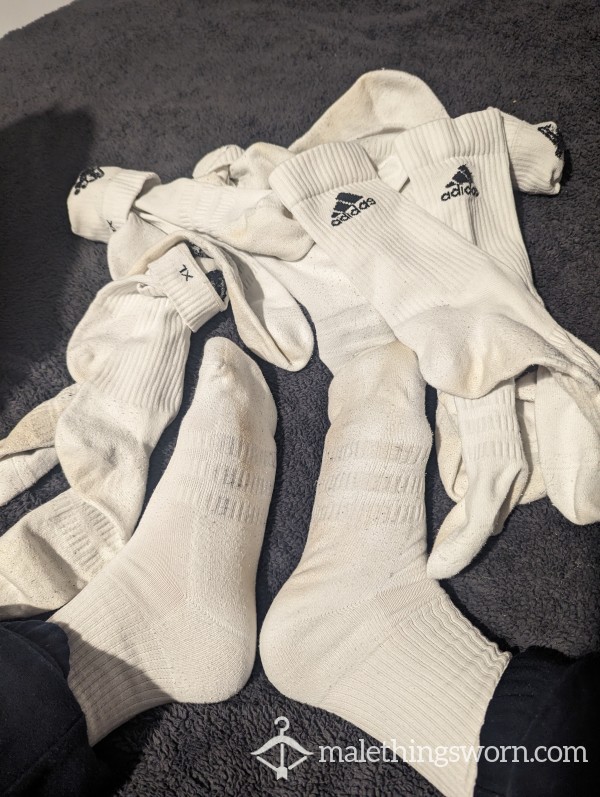 Worn And Dirty White Adidas Socks (XL)