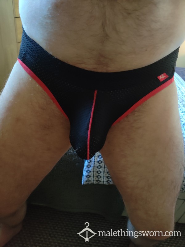 🔥 SALE 🔥 🍆 Worn And Unwashed Black And Red Jock 🍆