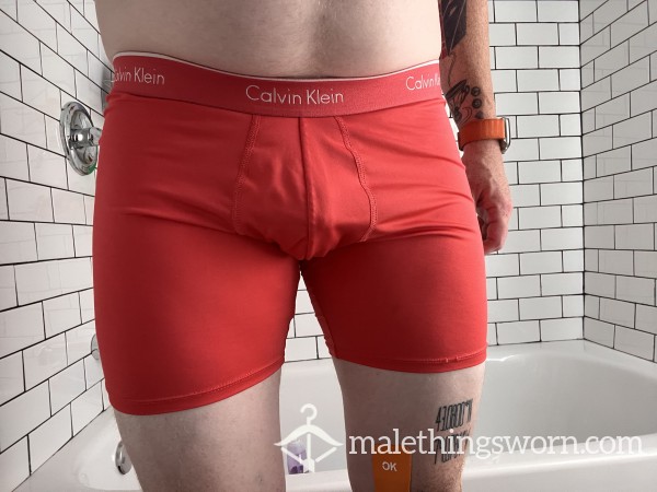 Worn CK Boxer Briefs With Pee Marks And Cum Traces