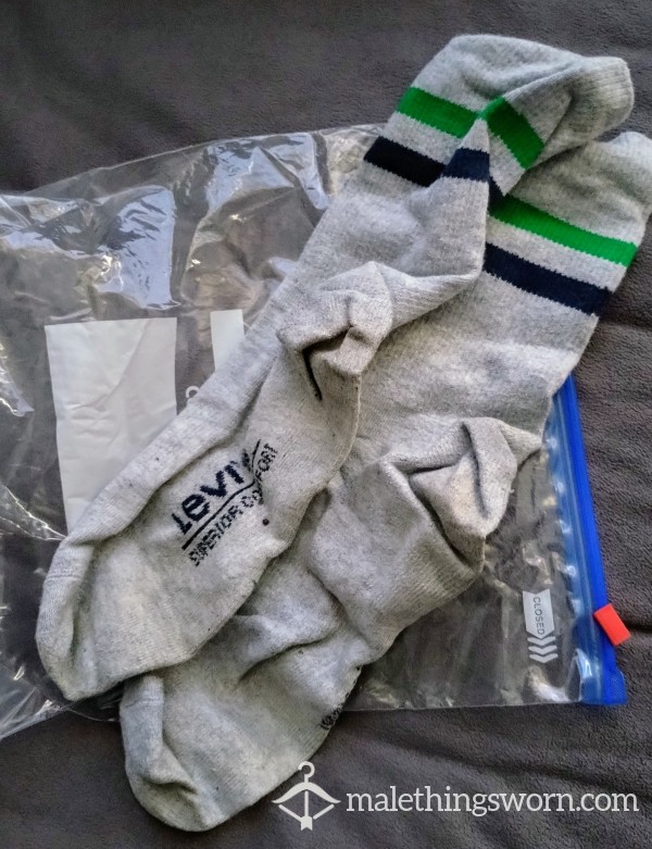 Worn All Day For 3 Days Now Rank And Sealed In A Zip Bag To Retain Moisture And Fragrant Sweaty Smell. Ready For Anyone Interested, Brand Levi Sport Socks Marl Grey, Or At Least They Were Gre