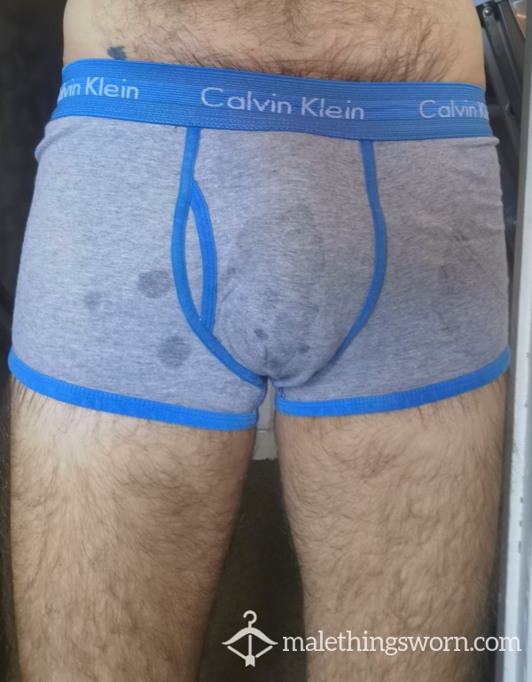 Worn Grey And Blue CK Boxers
