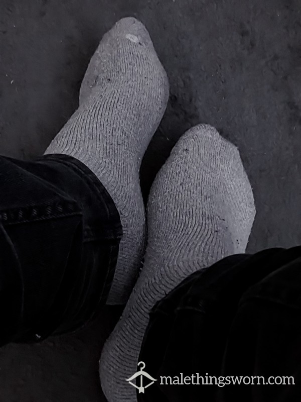 Worn Grey Socks, Size 8